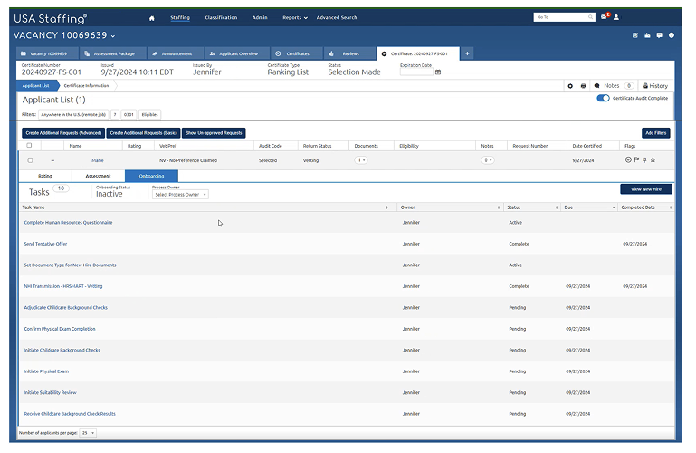 Existing USA Staffing UI showing visual inconsistency